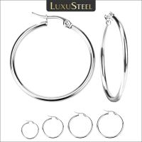 【YP】 LUXUSTEEL 2Pcs 10-70mm Hoop Earrings Men Color Round Small Big Punk Jewelry