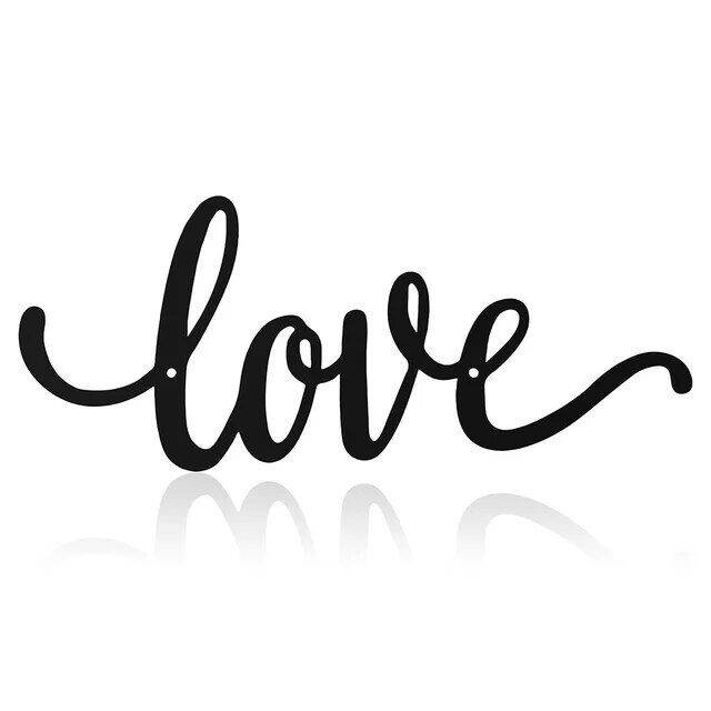Love Metal Letter Hanging Wall Art Signs Black Word Silhouette Cutout