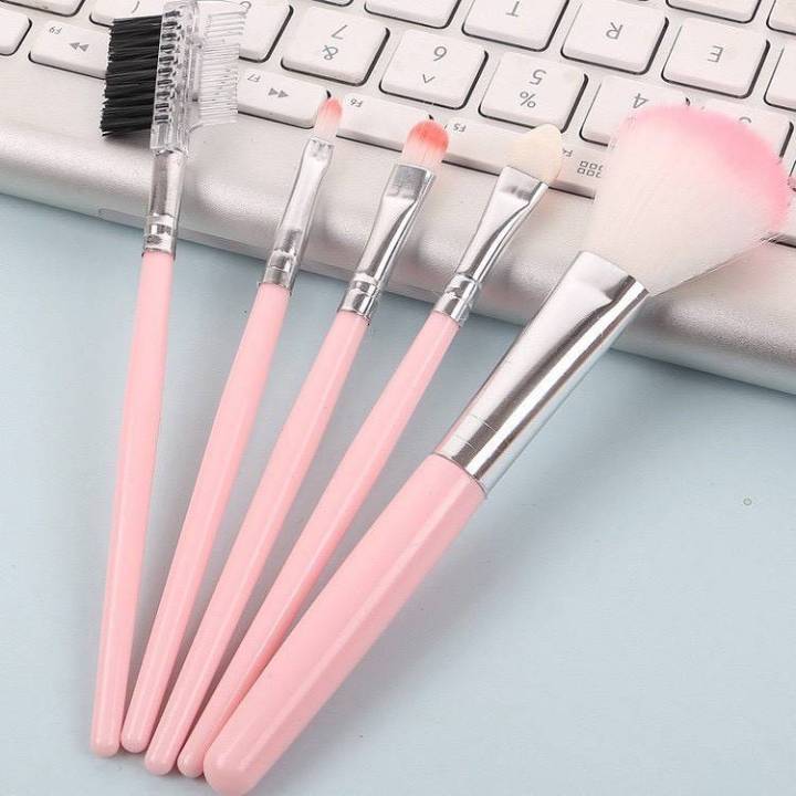 แปรงแต่งหน้า-brush-set-เซต-5-ชิ้น-แปรงปัดแก้ม-ชุดแต่งหน้า-ขนแปรงนุ่ม