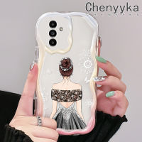 Chenyyka เคสปลอกสำหรับ Samsung กาแลคซี A13 A13 5G A14 A04s ลายการ์ตูนผู้หญิงแฟชั่นคลื่นขอบนุ่มเคสโทรศัพท์โปร่งใสเนื้อครีมใหม่ปลอกซิลิโคนกันกระแทกป้องกันเลนส์กล้องเคสใส