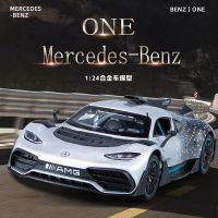 1/24 Mercedes-Benz AMG-หนึ่งโมเดลรถยนต์เสียงและเบาอัลลอยด์ Hiasan Mobil เด็กรถของเล่นของสะสมเด็กผู้ชายโมเดลรถยนต์