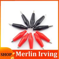 Merlin Irving Shop 10pcs Test Alligator Clip 28MM Black Red Cover Crocodile Testing Electrical for Meter Probe Clamp DIY Plastic Metal