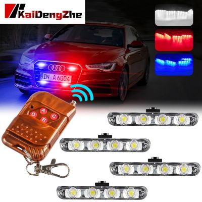 【CW】4X4 LED Wireless Remote Strobe Light Police Beacon Light For Truck Emergency Warning Flashing Firemen Car Interior Light 12V