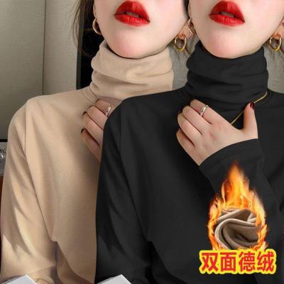 [COD] Bottom womens inner autumn and winter foreign style half-high collar German velvet plus thick pile long-sleeved T-shirt 2021 new
