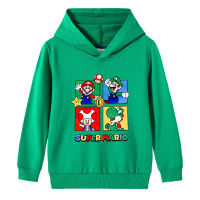 Super Mario Bros Hoodie การ์ตูนเด็กเสื้อผ้าเด็ก Hoodie กับกระเป๋าชายหญิงแขนยาวผ้าฝ้าย100% สาวฤดูใบไม้ร่วง Fashion