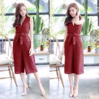 Dee-ya Shop เสื้อผ้าผู้หญิง Jumpsuit สีแดง พร้อมส่ง