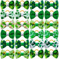 100pcs Dog Bows ST Patricks Supplies Dog Hiar Accessories Small Dog Hair Bows Rubber Bands Dog Grooming Products