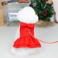 Red Christmas Dog Harness Dress with Leash for Small Dogs Yorkies Puppy Santa Costume Bowknot Princess Skirt Winter Dog Clothes Dresses