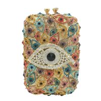 Fashion Rhinestone Eye Shape Clutch Wedding Handbag Sparkle Hardcase Full Crystal Bag