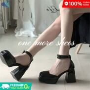 YUNGUANG Pháp Giày Cao Gót Nữ Gót Tròn Vintage Mũi Vuông Mary Jane Siêu