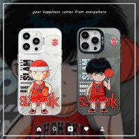 เคสคุณภาพสูงหรูสำหรับ IPhone 11 12 13 14 Pro Max ปลอกบาสเก็ตบอลภาษาอังกฤษ Sakuragi Hanamichi Ryukawa เคสหลังลายเมเปิ้ลแฟชั่นเคสโทรศัพท์กันกระแทก