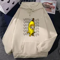 Banana Cat Print Hoodies Men Women Hip Hop Casual Long Sleeve Loose Sweatshirts 2023 Autumn Winter Gothic Punk Pullovers Kawaii Size Xxs-4Xl