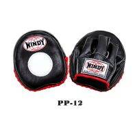 Windy Focus Mitts PP-12 Black-red Genuine Leather For training Muay Thai MMA K1 เป้ามือ วินดี้ แบบทรงกลม สีดำ-แดง สำหรับซ้อมมวยไทย ทำจากหนังแท้