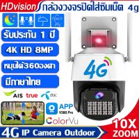 ?รุ่นใหม่? กล้องวงจรปิดใส่ซิม4G กล้องวงจรปิด wifi 4K 8MP/5MP ภาพสีทั้งกลางวันและกลางคืน 4G IP camera outdoor กล้องวงจรปิดดูผ่านมือถือ  ไม่มีเน็ตก็ใช้ได้