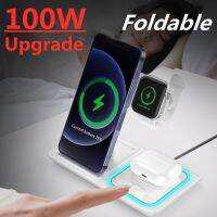 ZZOOI 100W Wireless Charger Stand For iPhone 14 13 12 11 X XR Apple Watch 3 In 1 Fast Charging Dock Station for Airpods Pro IWatch 8 7