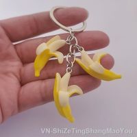 New Arrival Funny Banana Shape Creative Lovely Fruit keychain Resin banana keychain Car Key Women Bag Accessories Jewelry Gifts