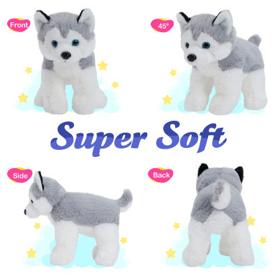 Hot Bstaofy Musical Light-Up Husky Puppy Stuffed Animal LED Dog Plush Toy With Night Lights Lullaby Birthday Gifts For Girls Kids