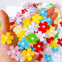 100Pcs Non-Woven Color Pearl Flowers Patch Embellishments DIY Craft Supplies Hair Accessories Materials Childrens Scrapbook Toy