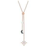 Swarovski Outlet Discount Y-Shaped Star Moon Tassel Necklace Womens Elements Crystal Clavicle Chain 【SSY】