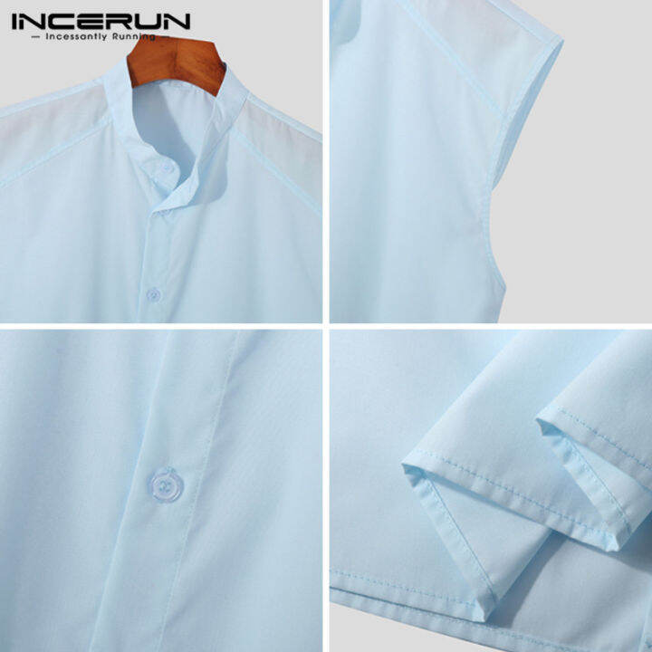 incerun-เสื้อลำลองแขนกุดคอวีสำหรับผู้ชายเสื้อทรงหลวมมีกระดุมเสื้อ-henley-tops-สไตล์ตะวันตก