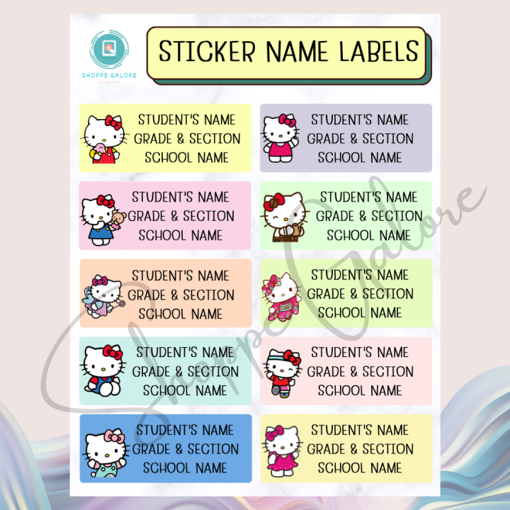 PERSONALIZED HELLO KITTY SANRIO STICKER NAME LABELS TAG STUDENT ...