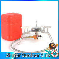 Zharbr Outdoor Club เตาแก๊สตั้งแคมป์แบบพกพา,อุปกรณ์ทำอาหารพับได้ปลอดภัยระบบจุดระเบิดอิเล็กทรอนิกส์สเตนเลสสตีลใหม่ขายดี