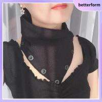 BETTERFORM ฤดูหนาวฤดูใบไม้ร่วงฤดูหนาว ถักปากมดลูก เสื้อกันหนาวสเวตเตอร์ Vertebra คอตั้งสูง ของใหม่ แฟชั่นสำหรับผู้หญิง ผ้าพันคอที่เป็นเท็จ สำหรับผู้หญิง