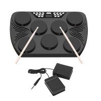 Multifunction Portable Electronic Drum Set 7 Velocity-Sensitive Pads Tabletop Drum Built-in 2 Speakers Stereo Rechargeable Practice Drum Pad Support Recording Function/ Audio Input/ MIDI Output