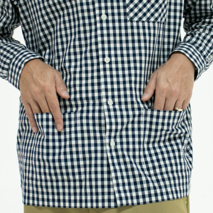 takeo-kikuchi-เสื้อเชิ้ต-stand-collar-check-overshirt