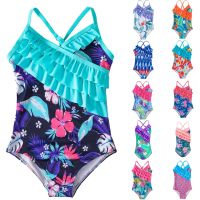 ✎✥ Summer Kids Swimsuit One Piece Girls Swimswear Sleeveless Ruffle Style Floral Printed Children Bikini 5 12 Years Bathing Suit g3