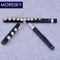 MORESKY 17 Holes Ebony flute Open Hole Silver Plated E key Grenadilla Wood Professional Flute MFL-201