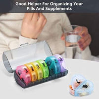 Medication Reminder Multi-compartment Pill Container Daily Medication Box Seven-day Pill Dispenser Tablet Splitter