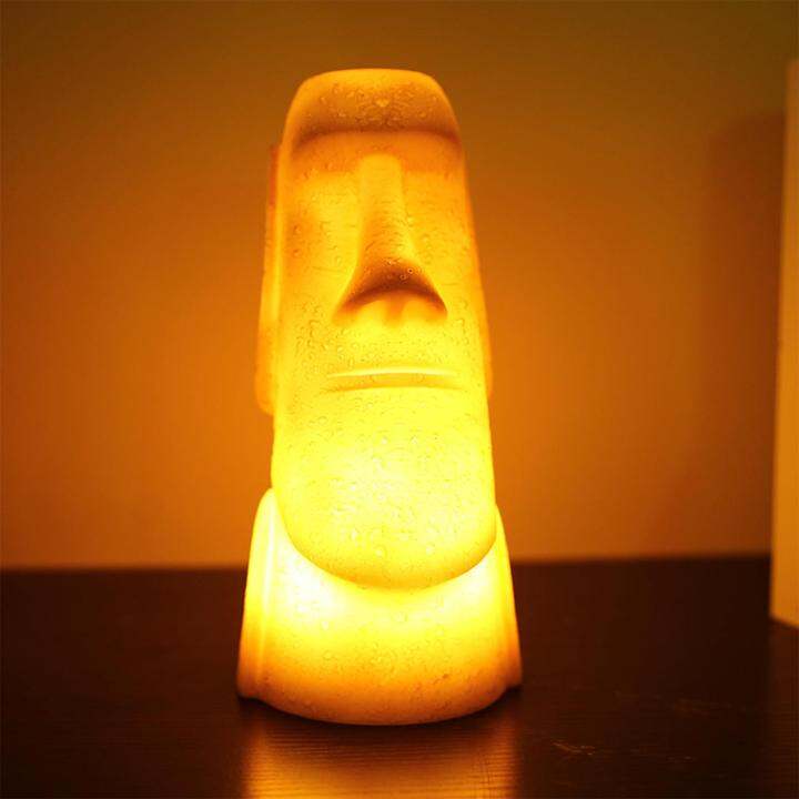 Hierly Easter Island Head Statue Light Battery Operated Moai Statue for