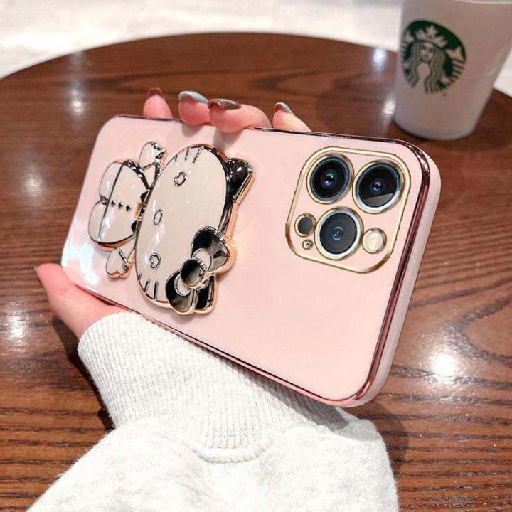 folding-makeup-mirror-phone-case-for-iphone-13-pro-max-14-pro-max-14-plus-13-mini-case-fashion-cartoon-cute-cat-multifunctional-bracket-plating-tpu-soft-cover-casing