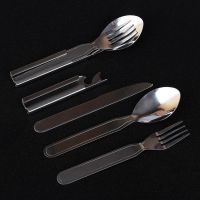 Travel Cutlery Stainless Steel Folding Cutlery Camping Fork Knife Survival Cutlery Tourist Spoon Camping Cutlery Knives Cooking Flatware Sets