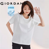 GIORDANO ผู้หญิง เทคโนโลยีขั้นสูงความรู้สึกเย็นน้ำแข็งออกซิเจนเสื้อยืดคอกลมแขนสั้นถักนิตติ้ง Free Shipping 05323404