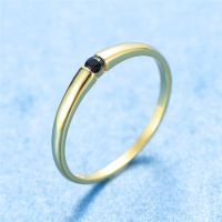 Simple Female Blue/Red/Black Crystal Ring Classic Engagement Wedding Rings For Women Fashion 925 Silver Gold One Stone Love Ring