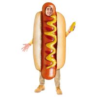 、’】【= Umorden Unisex Food Sausage Hot Dog Costume Tunic Sponge Suit  Men Women Funny Purim Halloween Party Fancy Dress Cosplay