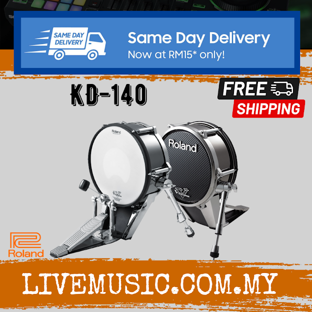 Roland KD-140 V-Kick Trigger Electronic Drum Kick Pad Black Chrome