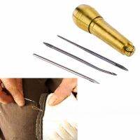 ₪✵ 1-4Pcs Leather Sewing Kit Leather Sewing Awl Needle with Copper Handle for Tent Shoes Repairing