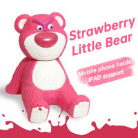 Cute Strawberry Bear Mobile Phone Holder Ins Style Creative Desktop Ornaments Miniatures Home Decoration Crafts Birthday Gift