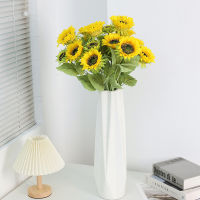 【DT】 hot  Home Decorative Artificial Flowers Yellow Sunflower Branches Plant Bedroom Decoration Simulation Sunflowers Fake Green PlantsTH