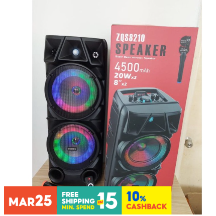 Portable Karaoke Speaker ZQS8210 Rechargeable Wireless Double 8 Inch Bt ...