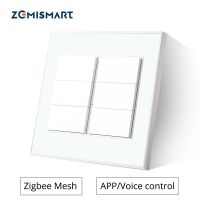 Zemismart 6 Gangs Tuya Zigbee Wall Light Switch Smart Push Button Interrupter with Neutral Alexa Google Home Control Timer