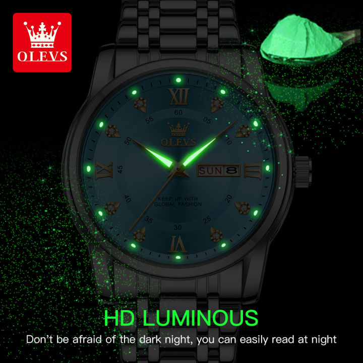 นาฬิกาของ-olevs-สำหรับผู้ชายแบรนด์เนมของแท้ใหม่2023นาฬิกาสแตนเลสสายเหล็กเรืองแสงกันน้ำได้มีตัวแทนแฟชั่นผู้ใหญ่