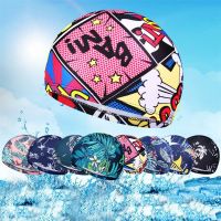 Swimming Cap Flowers Print Long Hair Cap Sports Swim Pool PU Coating Waterproof Hat Elastic Nylon Turban Water Sports Accessory Swim Caps