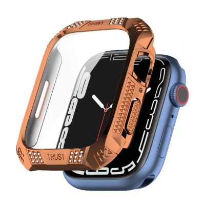 Watch Protective Case for iWatch 7 Rhinestone Rhombus Smart Watch Tempered Film Full Screen Cover Protector