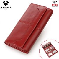 ZZOOI Genuine Leather Women Wallet Luxury Design Purse Fashion Clutch Bag RFID Blocking Card Holder For Men With Zipper Coin Pocket