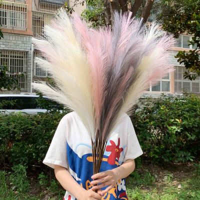 Artificial Pampas Grass Grey/White/Pink Dried Reed Flowers Bouquet Fake Plant For Christmas Home Decor Wedding Flowers Bunch