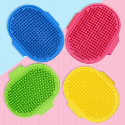 Rubber Dog Massage Fur Grooming Comb Cleaning with Adjustable Antislip Silicone Washing Hair Tools